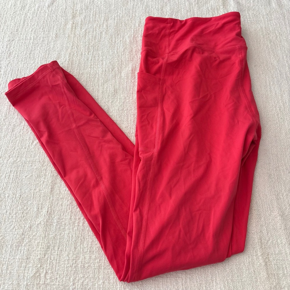 Victoria Sport Knockout Red High Rise Side Pocket Leggings XL Long